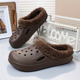 Men's Winter House Clogs,  Casual Non Slip Breathable Slip-on Soft Sole Sandal Slippers With Fuzzy Lining For Walking